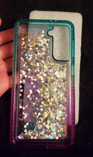 Liquid Glitter Hearts Phone Case And Screen Protector For Samsung Galaxy S20 - Photo 3 sur 12