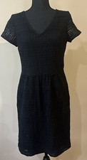LRL Lauren Ralph Lauren Sheath Dress Black Overlay Crochet Lined Size 8