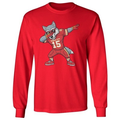 Kansas Inspired Dabbing Mascot - Wolf-Tribute Fans Long Sleeve T-Shirt
