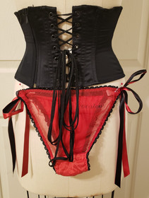Cadolle Paris & Agent Provocateur Black Corset & Red Bottom Set