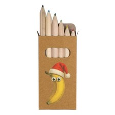 6 x 'Funny Christmas Banana' Short Colour Pencils PE00085228