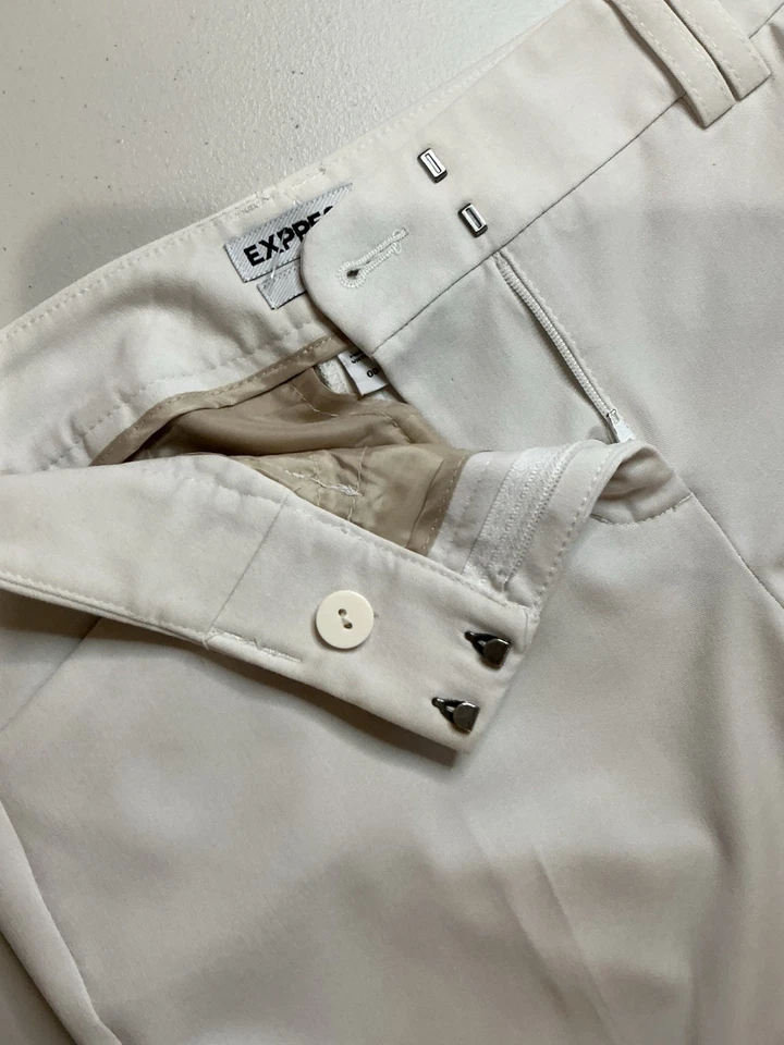 Express Size 00 Short Cream Pant With Pockets - Image 2 of 4