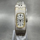 Seiko Tank Watch Women 12mm Silver Dial Silver Tone Rectangle Manual Wind Runs