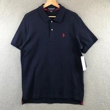 New US Polo Assn Mens Blue Short Sleeve Polo Shirt Luxury Feel Red Pony Logo M