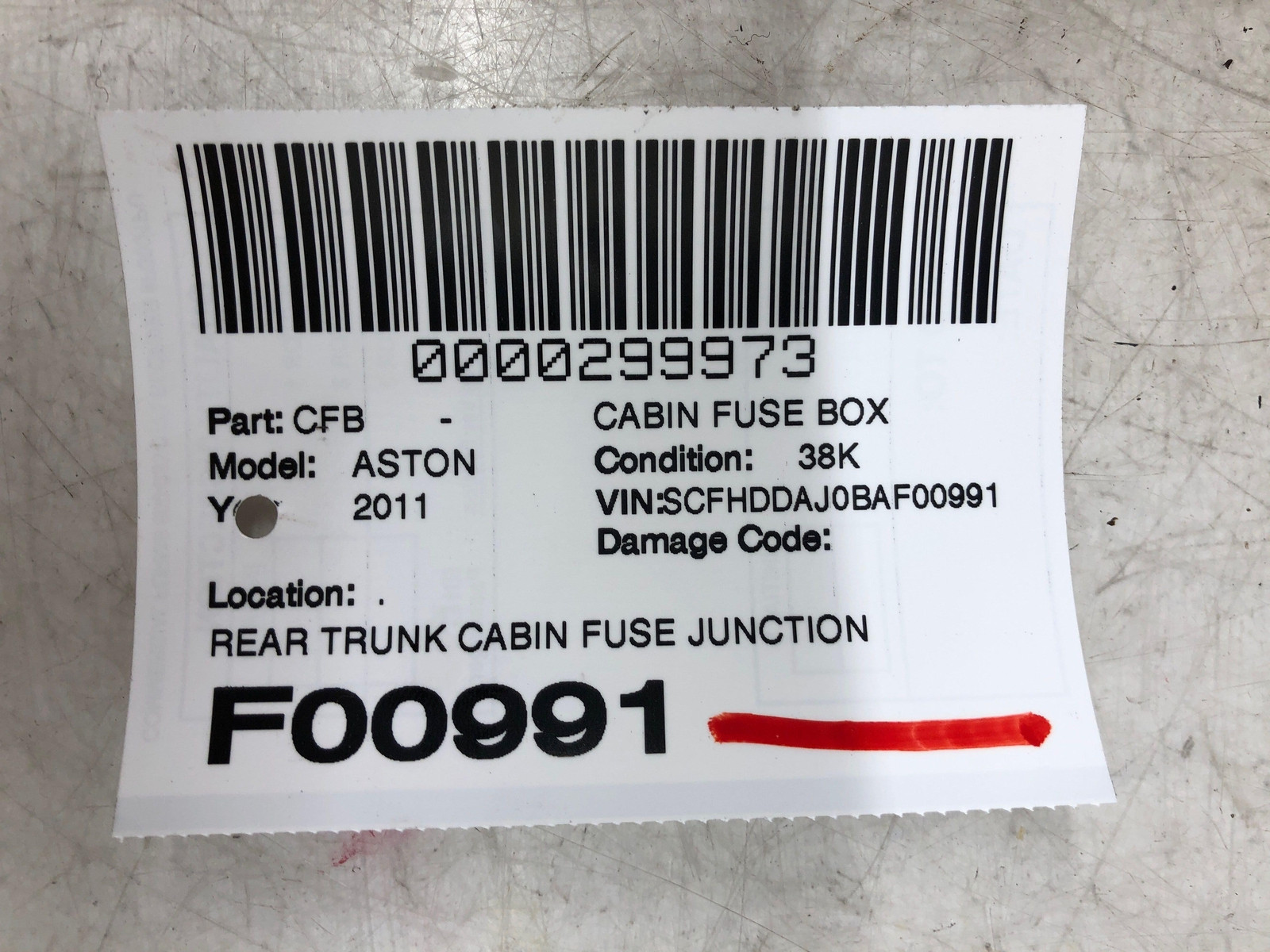 Aston Martin Rapide 2010-2013 Rear Fuse box P/N AD4314A073AB