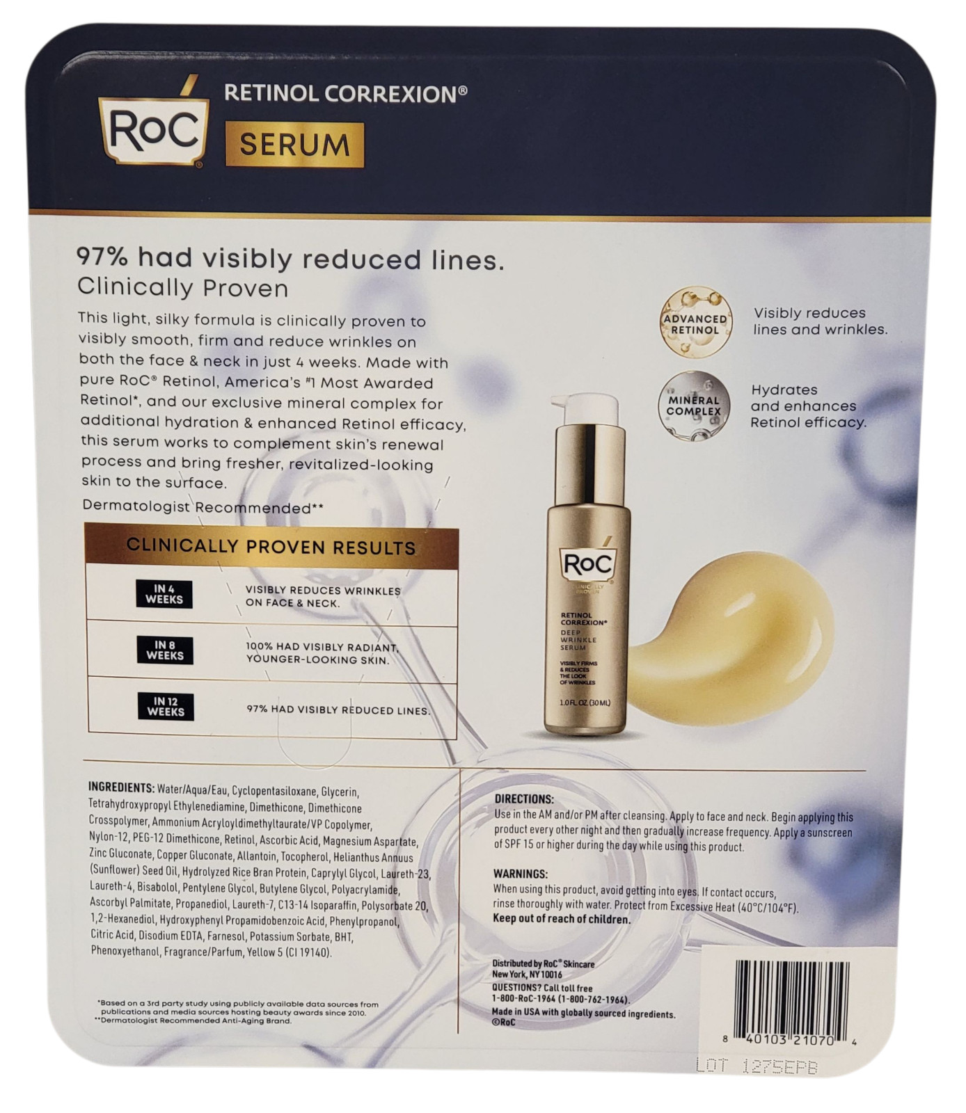 (2 PACK 1oz EACH) RoC Retinol Correxion Deep Wrinkle Anti-Wrinkle Facial Serum