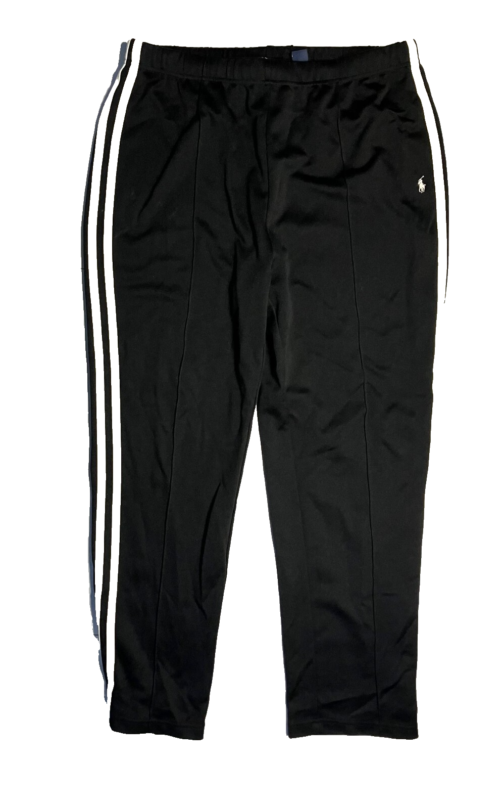 Vintage POLO SPORT nero bianco caldo cotone PONY LOGO TRACK PANTS corsa palestra uomo L