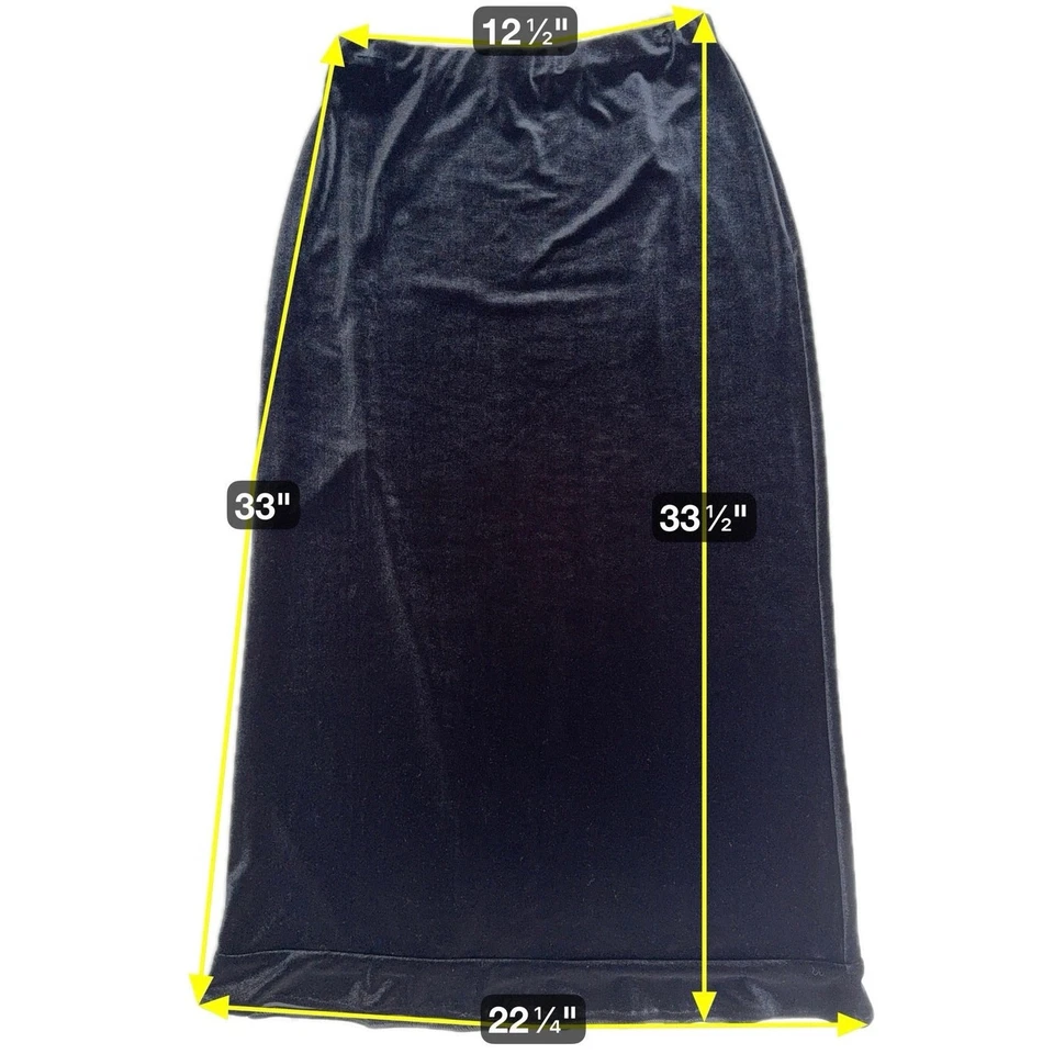 Maxi Falda Larga Terciopelo Negra Pequeña Vacaciones Elegante Formal Bruja Capricho Glamour Foto 3 de 4