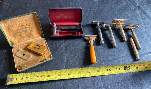 Gillette 1930s safety razor w/ many vintage razors lot collection
