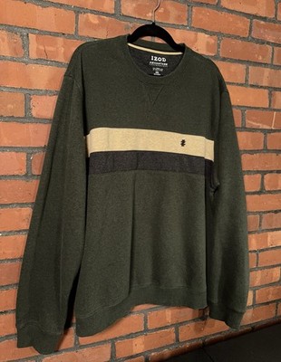 IZOD Advantage Performance Colorblock Crewneck Sweatshirt Green Beige Black XXL