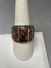 Blue Turquoise Spiny Oyster Navajo Sterling Silver Ring Size 9