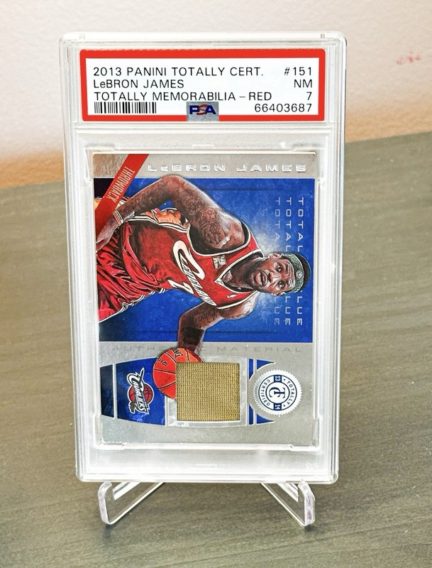 PANINI LEBRON JAMES TOTALLY CERTIFIED GAME WORN PATCH JERSEY MATERIAL GRADED PSA