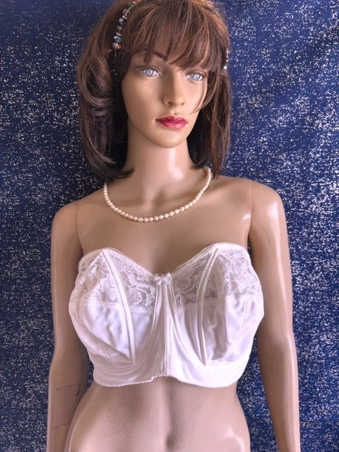 VTG GODDESS 389 STRAPLESS BONED LACE BRA SZ 38 DD