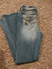 Vigoss Denim Jeans Women’s Size 6 Slim Boot Heritage Fit Embellished Pockets
