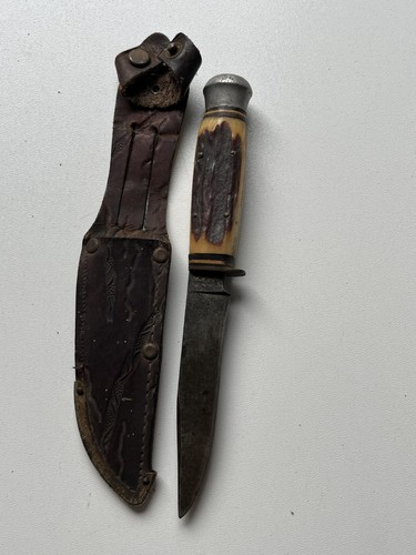 Vintage Messer, Jagdmesser, Taschenmesser, Hirschhorngriff, Kronenkrebs Solingen