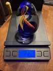 Vintage Art Glass Clear Paperweight Aqua Blue Yellow Red Swirl — photo 7