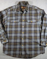 Moose Creek Shirt Mens Large Gray Blue Green Plaid Flannel Long Sleeve Workwear
