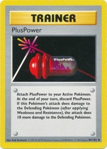 Pokemon Card - Base 84/102 - PLUSPOWER (uncommon) **Shadowless** - NM
