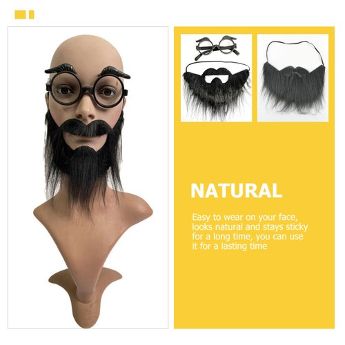 2 Sets Funny Costume Eyewear Decorative Fake Man Beard Beards for Costumes - Picture 3 of 12