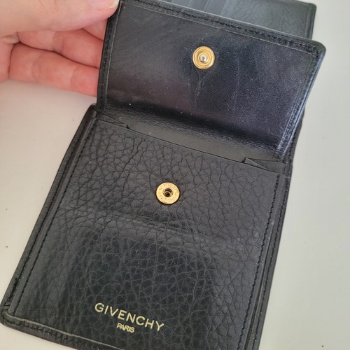 Givenchy Herren-Geldbörse Kartenschein Münzfach Doppelfaltung Leder Medium schwarz Retro - Bild 4 von 12