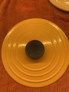 Le Creuset Round Enameled Cast Iron Lid Yellow Made in France