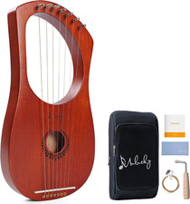 7 String Mahogany Lyre Harp MLH701, Metal Strings Bone Saddle Kit
