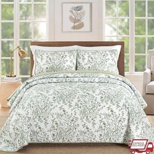 Reversible 3 Piece Quilt Set Soft Microfiber Pillowcases Floral Bedspread New