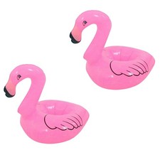2Pcs Pink Flamingo Inflatable Drink Holder Swimming Pool Bath Kid/Girl Toy D