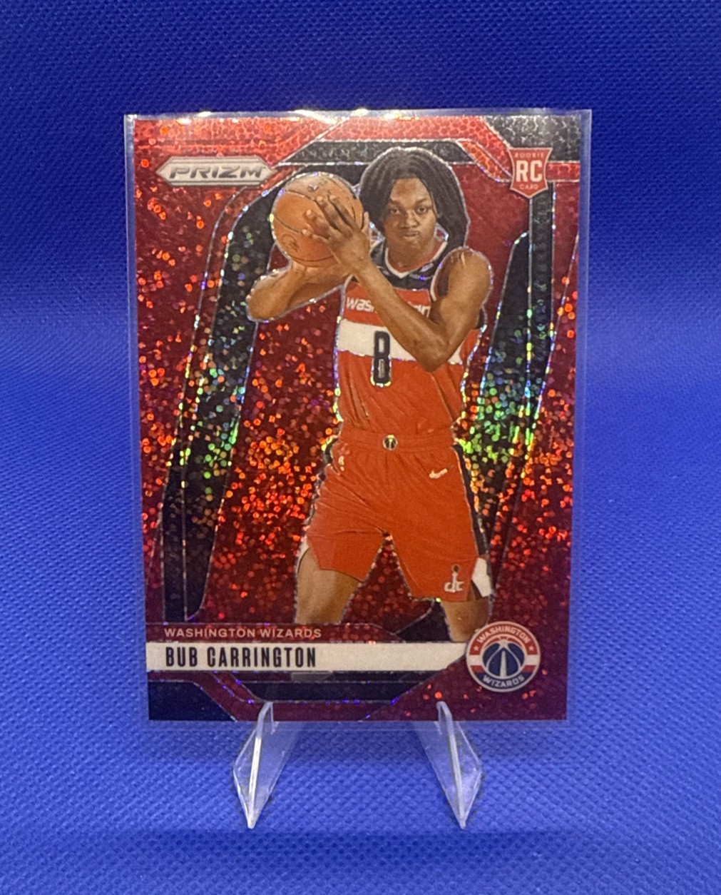 2024 Panini Prizm Bub Carrington (RC) #244 Red Sparkle Washington Wizards SSP