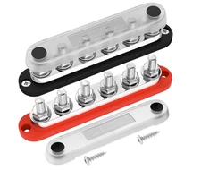 Daiertek 300A Bus Bar 12V Marine 12V Power Distribution Block with Cover 6 X 3/8