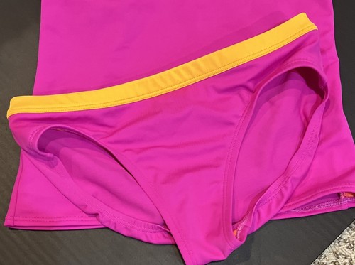 Girls Nike 2 Piece Tank Swim Tankini Fuchsia Pink Orange Trim Size 14 - Picture 7 of 14