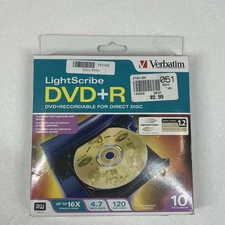 Verbatim LightScribe DVD+R DVD+Recordable for Direct Disc Labeling 10 Pack NEW