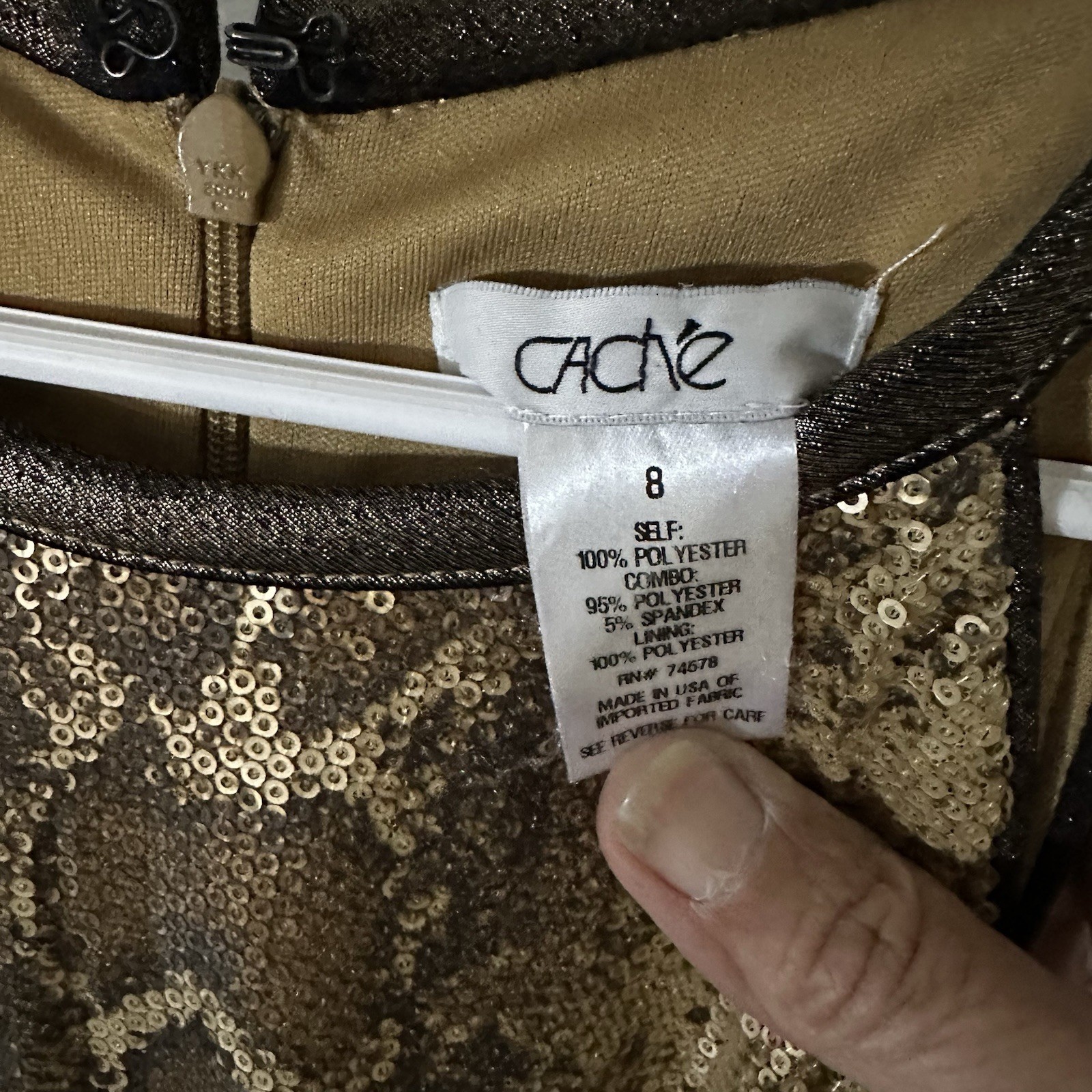 Cache Halter Sequin Dress Gold Brown Python Print… - image 11