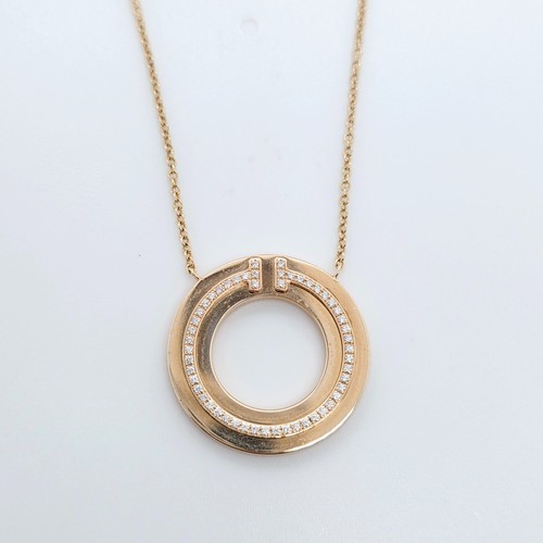 Tiffany & Co. T Diamond Circle Pendant, 18ct Rose Gold