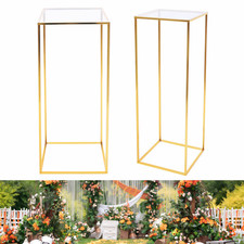 Gold Metal Flower Stand 80Cm Tall Elegant Iron Column for Wedding, Party, Home,