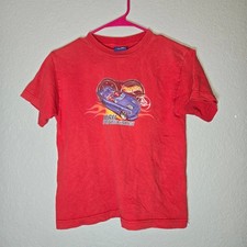 VTG Hot Wheels High Performance Graphic Boys Red Shirt sz S Retro Sporty 2002
