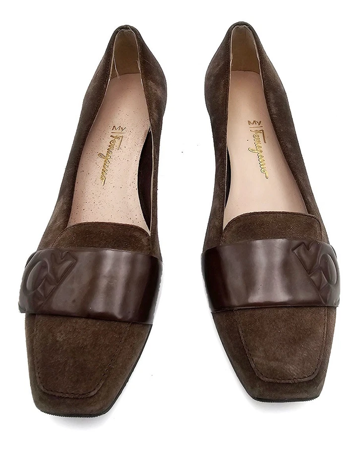 Salvatore Ferragamo Marrón Gamuza Mocasines Mujer Zapatos IT 39 US 8.5 Italia Foto 4 de 4