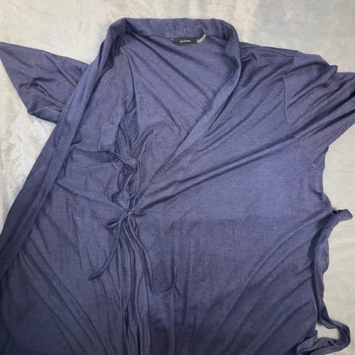 Natori Shangri-La Robe Women's XL Tencel Butter Soft Belted Navy Blue Sleepwear - Picture 9 of 13