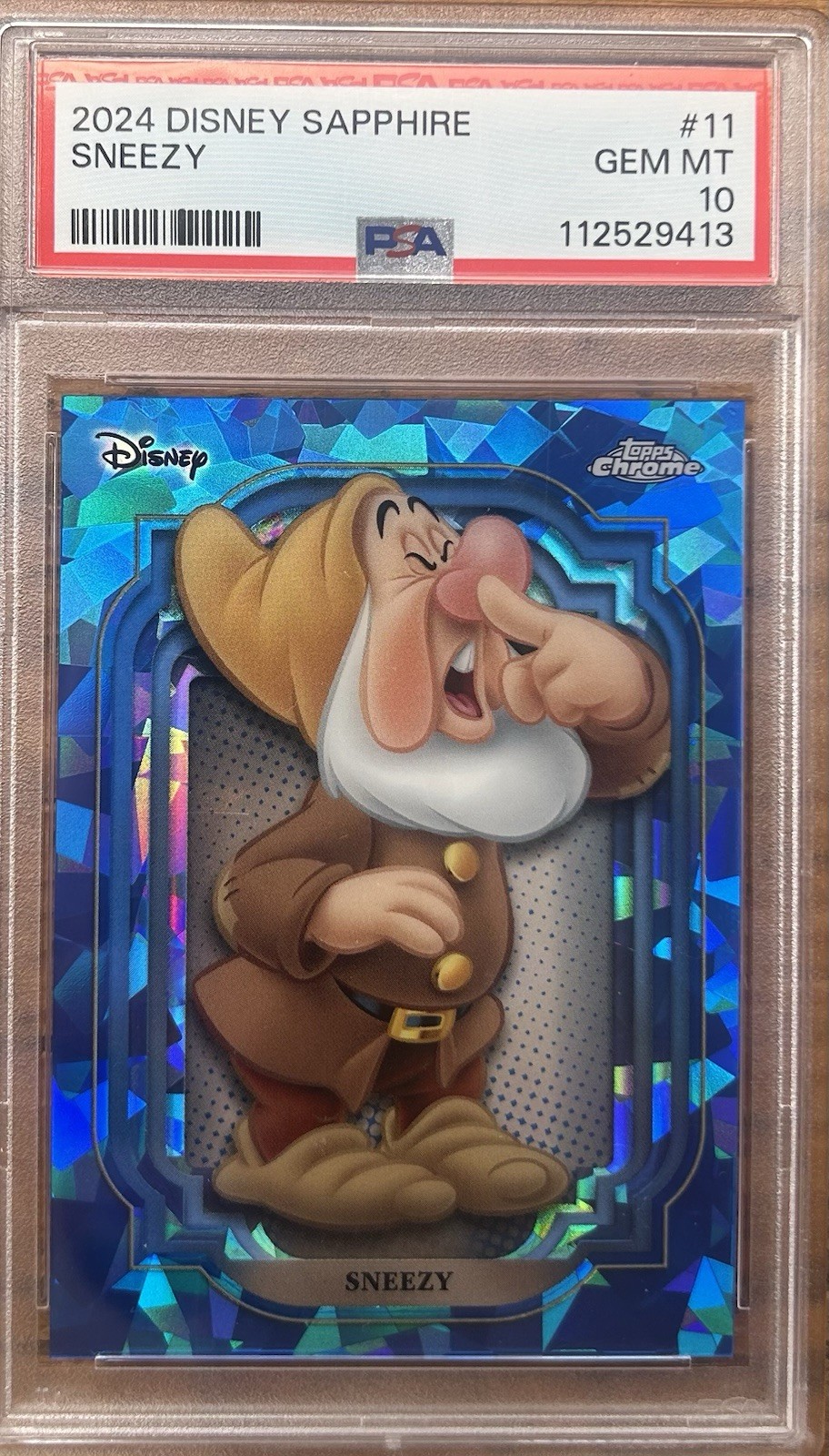 2024 Topps Chrome Disney Sapphire Sneezy #11 PSA 10 GEM MINT