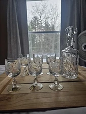 Vintage Margaret Handcut Lead Crystal Decanter Set 6 Glasses Made In W...