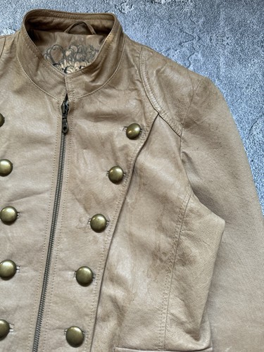 VNTG Napoleon Metal Button Nappa Faded Leather Jacket LGB Ifsixwasnine - Picture 6 of 13