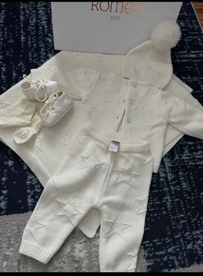 Romeo Kids 0-3 months Unisex White Star Knit 6pc Set 