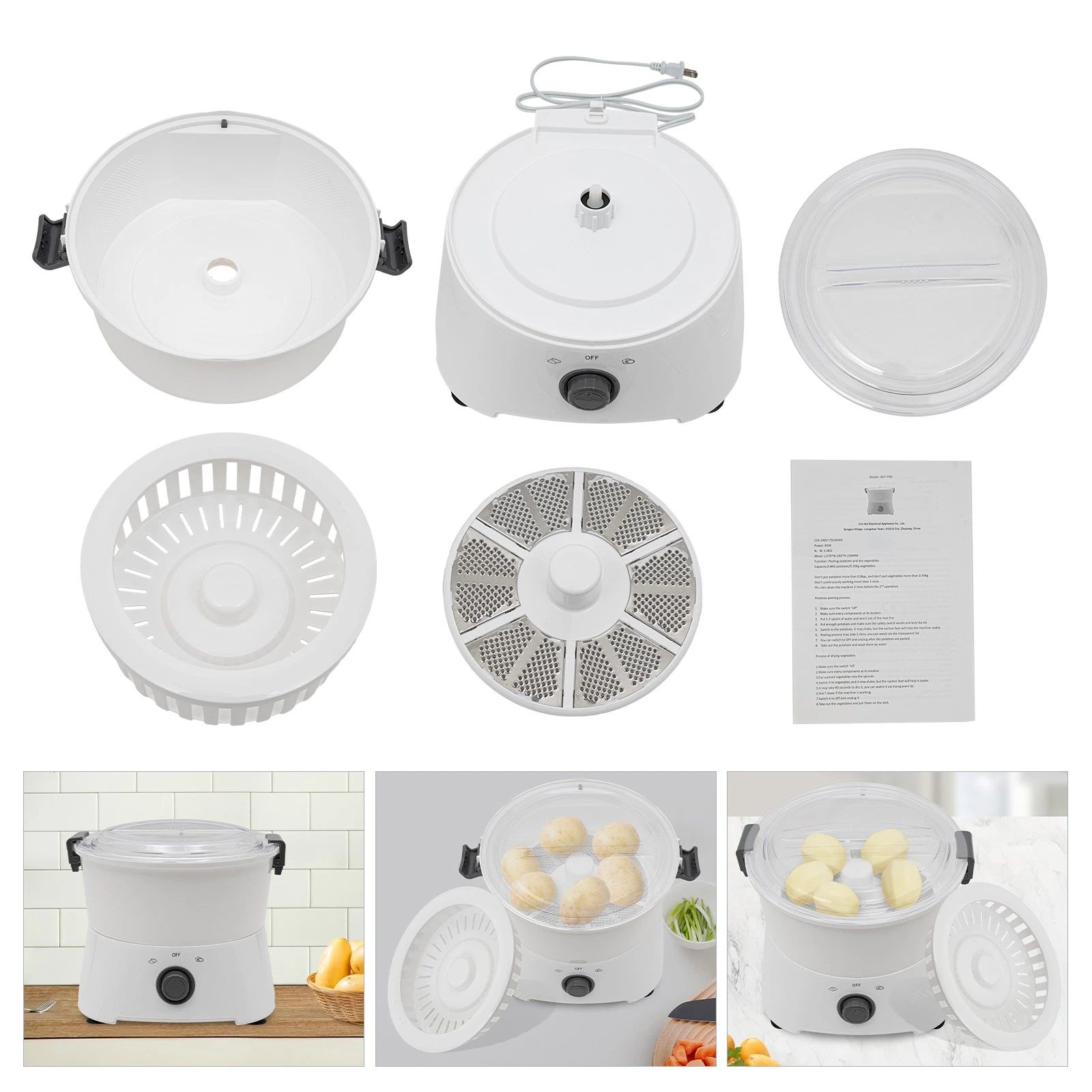 Vegetable Fruit Electric Potato Peeler One-button Drive Automatic Peeler Spinner