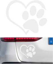 Paw Print Sticker, Love Heart Stamped Automotive Window Decor Decal-White