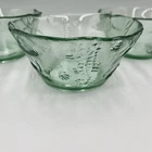 Coastal Recycled Glass Green Embossed 6” Bowl Set Of 3 Seahorse Starfish Spain