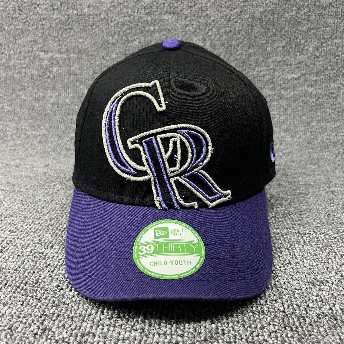 New Era 39THIRTY Colorado Rockies MLB Youth Hat Black Purple NL Side Patch