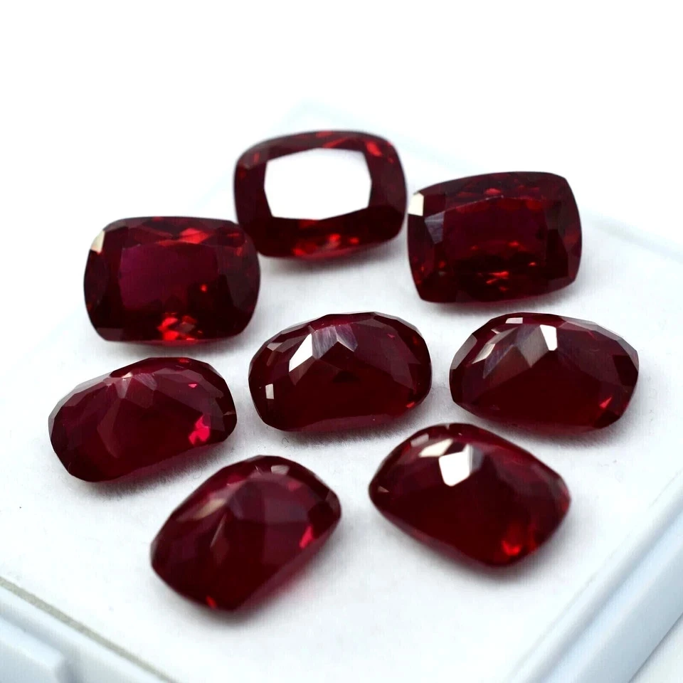 Natural Certified 200 Ct Burmese Red Ruby 16-20 Pcs Loose Cushion Gemstone Lot - Image 2 of 4