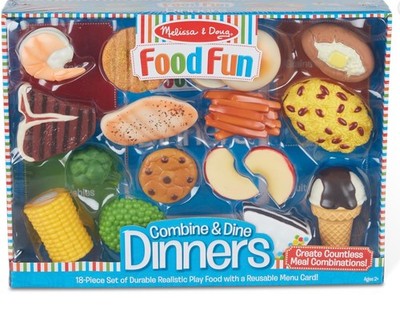 MELISSA & DOUG DINNERS 18 PC FOOD FUN SEALED BOX  VERY HARD 2 FIND  DISCONTINUED