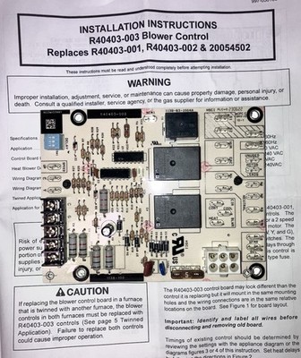 R40403-003 Furnace AC Fan Blower Control Board Replacement Honeywell st9120c4057