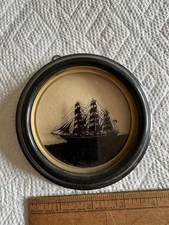 1930 Era Silhouette On Glass American Racing Clippers C & A Richards Boston Mass